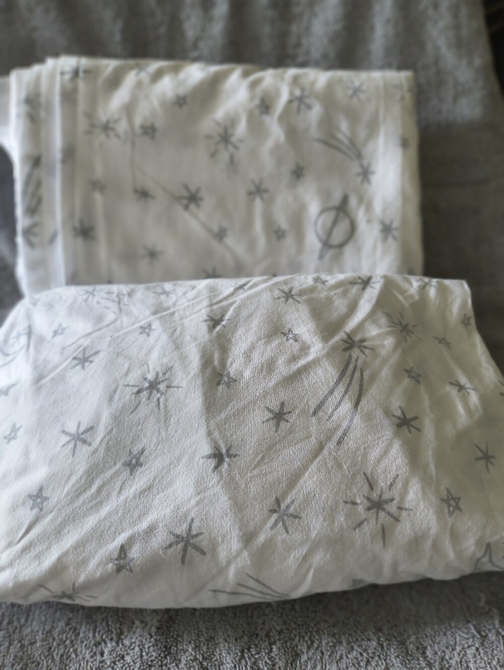 Crate&Barrel Kids Organic Cotton Twin Flat & Fitted Sheet Set Celestial Gray